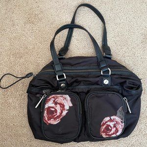 L.A.M.B. Rose tote bag handbag black pink